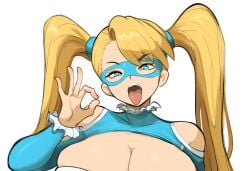 1girls ai_generated blonde_hair facing_viewer fellatio_gesture female inviting_to_sex large_breasts looking_at_viewer mask mullon novelai open_mouth rainbow_mika solo street_fighter street_fighter_v suggestive suggestive_gesture tongue wrestler