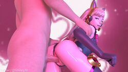 3d alternate_costume black_cat_d.va blonde_hair cat_ear_headphones cat_ears clothed_female_nude_male clothed_sex d.va duo elbow_gloves female ghosy gifdoozer's_black_cat_d.va gloves headphones latex latex_gloves looking_at_viewer male overwatch penetration sex straight vaginal_penetration