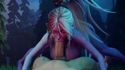 1boy 1girls 3d animated ass_up big_breasts big_penis blender blowjob blowjob_face dota_2 drow_ranger female forest grass male male_pov oral oral_sex pov pov_eye_contact red_eyes sucking sucking_penis tagme the_cru1zer video white_hair