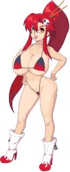 1girls bikini bikini_bottom breasts female female_only hair_ornament huge_breasts no_shorts pixel_art plantpenetrator ponytail red_hair skull_hair_ornament tengen_toppa_gurren_lagann thong yellow_eyes yoko_littner