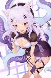 cat_ears catgirl female_only kataku_musou purple_eyes squchan_(vtuber) tentacle virtual_youtuber vyugen white_hair