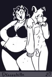 anthro asriel_dreemurr asriel_dreemurr_(god_form) blush boss_monster_(undertale) bottomless catty_(undertale) clothed clothed/nude clothed_female_nude_male clothing dracozhilla duo embarrassed erection felid feline female freckles genitals girly hi_res hoodie hoodie_only humanoid humiliation male male/female mammal nude penis penis_humiliation size_difference skinny slightly_chubby small_penis small_penis_appreciation small_penis_humiliation smile topwear topwear_only undertale undertale_(series) underwear