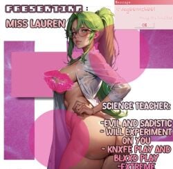 big_ass big_breasts big_butt cbt colored_hair experiment findom green_hair huge_breasts knife_play sadistic teacher