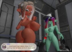 2girls 3d 3d_(artwork) acht_(splatoon) agent_8_(side_order) agent_8_(splatoon) antidotetrl big_areola big_ass big_breasts big_nipples casual completely_nude completely_nude_female dark_skin dedf1sh female female_only grey_eyes huge_ass huge_breasts mizuta_ahato_(splatoon) naked naked_female nude nude_female octoling octoling_girl self_upload splatoon splatoon_3:_side_order undressed