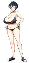 30th_video_rentals big_breasts bikini black_hair breasts cleavage color curvy female female_focus female_only huge_breasts indie_virtual_youtuber kataochi_chuuko kataoti_30 large_breasts nakako_kataochi short_hair smile solo solo_female swimsuit virtual_youtuber