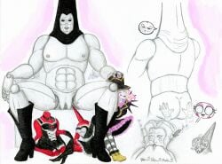 1boy 1girls ass ass_grab bigger_male boots clothing cunnilingus dark_deception dark_star_(dark_deception) joints maid_dress presenting presenting_pussy puppet_king_(dark_deception) servant sirmaxwell sitting small_dom_big_sub smaller_female spread_legs tagme unusual_anatomy unusual_pupils