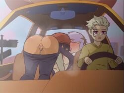 1boy 2girls amity_blight car driving elchasconsito female hunter_(the_owl_house) lesbian_sex luz_noceda male meme multiple_girls pants_pulled_down purple_hair shirt_up tagme the_owl_house yuri