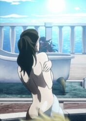 ass ass_focus battle_tendency covering_breasts covering_privates elizabeth_joestar jojo's_bizarre_adventure lisa_lisa milf naked_towel towel towel_around_waist