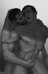 2boys absurdres alejandro_vargas_(cod) anal artist_name bara call_of_duty_modern_warfare_2_(2022) call_of_dutyclosed_eyes completely_nude couple erection facial_hair gay greyscale handjob highres kurooxyuroo large_pectorals male_focus monochrome multiple_boys muscular muscular_male navel nipples nude open_mouth pectorals penis rodolfo_parra rudy_(modern_warfare_2) sex sex_from_behind short_hair victor_1-1_(modern_warfare_2) yaoi