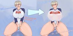 0ppai0ni 1girls breast_expansion enormous_breasts growth hyper hyper_breasts short_hair solo_female tagme talking text uzaki-chan_wa_asobitai! uzaki_hana