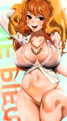 big_breasts cleavage curvy curvy_female female female_only kevbot nami one_piece post-timeskip see-through_clothing wet_clothing