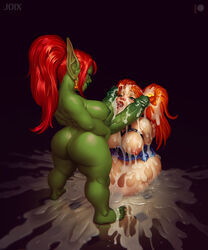 1futa 1girls after_sex breasts cum cum_on_breasts cum_on_feet cum_on_penis cut_(disambiguation) diphallia diphallism dwarf ear_piercing ear_ring excessive_cum futa_on_female futanari goblin goblin_futanari hair hi_res humanoid intersex joixxx multi_penis penis penis_on_face piercing red_hair