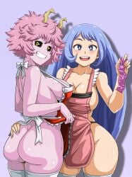 apron apron_only ass ass_grab boku_no_hero_academia edit mina_ashido my_hero_academia nejire_hado sano-br short_pink_hair tagme