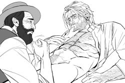 albert_mason arthur_morgan bonjourdraws male_focus male_only monochrome red_dead_redemption red_dead_redemption_(series) red_dead_redemption_2