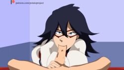 age_difference animated black_hair blue_eyes fellatio female male midnight_(my_hero_academia) my_hero_academia nemuri_kayama open_mouth oral penis