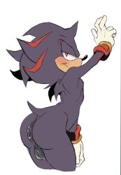 balls black_hair gay giant_ass gloves mobian_(species) non-human_only puffy_anus red_eyes shadow_the_hedgehog skronklpus solo toony_face