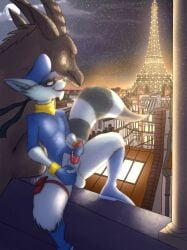 absurd_res anthro anthro_only balls canid canine clothed clothing erection genitals hi_res link6432 male male_only mammal masturbation open_mouth paris penile penile_masturbation procyonid raccoon sly_cooper sly_cooper_(series) solo sony_corporation sony_interactive_entertainment sucker_punch_productions