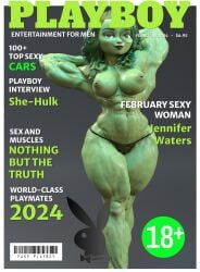 3d dragolord19d green_hair green_nipples green_skin marvel marvel_comics playboy_magazine she-hulk topless