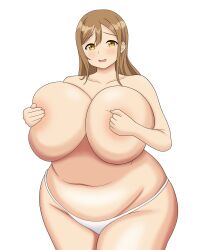 1girls brown_hair chubby chubby_female fat huge_breasts kunikida_hanamaru large_breasts love_live! love_live!_sunshine!! plump smolfei thick_thighs wide_hips