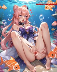 1girls ahe_gao ai_generated bare_shoulders barefoot bubble bubbles coral cumming feet female female_focus female_only fish genshin_impact heart long_hair masturbating masturbation nails ocean ocean_floor orgasm patreon pussy pussy_juice rock sangonomiya_kokomi sea solo solo_female solo_focus tongue tongue_out underwater vagina wardens