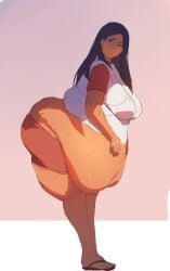 1girls ass bamboo_ale bbw belly fat_rolls huge_ass huge_belly kiari_(yeoubul) obese sandals sweating thighs yeoubul