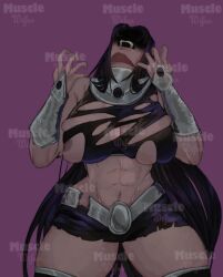 armpits ass_expansion blackfire breast_expansion breasts dc female huge_ass huge_breasts mid-transformation midriff muscle_growth musclewifis navel smile thick_thighs thigh_expansion toned_stomach transformation wide_hips