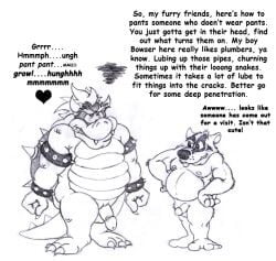 angry anthro anthro_only bowser breath bruce_(brucebadger) brucebadger claws comic_sans dialogue duo erection fist genitals growling hands_on_hips heart_symbol humanoid_genitalia humanoid_penis innuendo male male/male male_only mario_(series) musclegut muscular muscular_male nintendo nipples nude overweight overweight_male panting penis sharp_teeth simple_background spikes teeth teeth_showing text tongue tongue_out unwanted_erection white_background wordplay