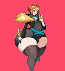 1boy anime_style ashiha_leaf big_ass bottom_heavy bubble_butt bulge clothed dagger fantasy femboy flat_chest fur_trim ginger ginger_hair green_eyes huge_ass kneehighs makeup male ninja nonude plump_lips rope_belt scarf sissy thick thick_thighs thin_waist tights wide_hips yellow_lips