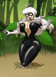 black_cat_(marvel) felicia_hardy female female_only marvel marvel_comics quicksand solo spider-man_(series) toughset unzipped unzipped_bodysuit white_hair white_skin