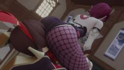 2girls 3d amber_(genshin_impact) animated big_ass clothed clothed_sex cunnilingus cunnilingus_through_clothes face_sitting facesitting fat_ass female female_only fishnets genshin_impact high_heels kishi mp4 no_sound rosaria_(genshin_impact) sitting_on_face tagme video yuri