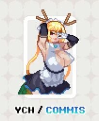 1girls animated arm_up armpits artist_request ccryu cleavage dragon_girl huge_breasts maid maid_headdress miss_kobayashi's_dragon_maid mp4 open_clothes pixel_art tagme tagme_(artist) tohru_(dragon_maid) video