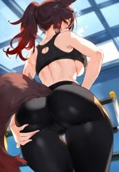 ai_generated ass clothing fox fox_ears fox_girl fox_tail honkai:_star_rail honkai_(series) stable_diffusion sweat tagme tingyun_(honkai:_star_rail) truck_kun underboob