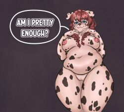 2024 anthro black_nose black_spots braided_hair braided_pigtails breasts canid canine canis dalmatian dialogue domestic_dog english_text female fur genitals hair hi_res mammal markings monika_(klausd) navel nipples nude pompoyo pussy red_hair slightly_chubby slightly_chubby_anthro slightly_chubby_female smile solo speech_bubble spots spotted_body spotted_fur text twintails white_body white_fur