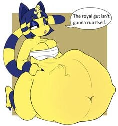 animal_crossing ankha breasts carnivorousvixen chubby cleavage female furry nintendo post_vore stomach_bulge vore year_request