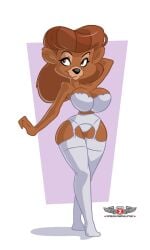 billybaphomet female furry lingerie phillipthe2 purple_background rebecca_cunningham solo talespin ursine wedding_lingerie white_background