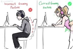 2boys anal anal_sex chair clothed_sex computer correct_gaming_posture_(meme) crossdressing femboy femboy_gamer_(sealguy) feminization from_behind gamer gamer_boy gaming headset implied_sex meme sex sex_from_behind sitting standing standing_sex thighhighs vissentia yaoi