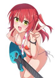 1girls ass bikini bocchi_the_rock! breasts female guitar happy human human_only ka-9 kita_ikuyo legs looking_at_viewer no_sex nude nude_female open_eyes open_mouth peace_sign pixiv red_hair red_skin short_hair smile solo solo_female standing swimsuit tagme thick_thighs thighs white_background white_skin white_skinned_female