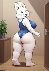 1girls ai_generated anthro ass bunny darkeffect female_only furry lagomorph looking_at_viewer looking_back max_and_ruby presenting_hindquarters rear_view solo solo_female solo_focus white_fur