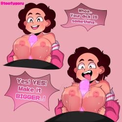 boobjob breasts chad_steven english_dialogue english_text gay gay_sex heart-shaped_pupils jacket jacket_only jacket_open male male/male male_boobs male_breasts male_focus male_only masturbating masturbation pink_steven shape_shifter speech_bubble speech_bubbles steven_quartz_universe steven_universe toofygoru