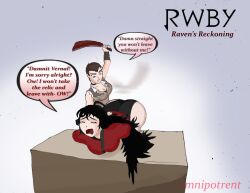 black_hair brown_hair milf omnipotrent raven_branwen rwby spanking vernal