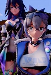 2girls 3d animated areolae breasts breasts_out eyewear_on_head female honkai:_star_rail imminent_oral implied_oral minecraft music neenbeanmachine nipples seele_(honkai:_star_rail) silver_wolf_(honkai:_star_rail) sound tagme tongue tongue_out v_sign video