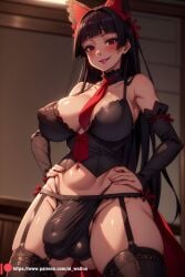 ai_generated ai_waifus_ big_breasts big_penis black_hair bulge cat_ears futa_only futanari gate_-_jieitai_ka_no_chi_nite_kaku_tatakaeri nsfw red_eyes rory_mercury