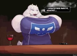 1girls 2d anthro big_breasts english_text fair_argument_but… female female_focus female_only furry furry_female furry_only gilf humanoid large_breasts looking_at_viewer magnetus massive_breasts milf smoke smoking solo solo_female solo_focus talking text toriel undertale undertale_(series) white_fur