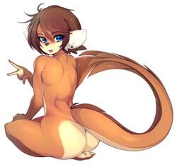 1girls androgynous anthro ass female female_only looking_at_viewer looking_back mikhaila original slugbox solo