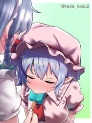 2girls animated blue_hair female human mob_cap mp4 multiple_girls no_sound older_female pointy_ears popsicle remilia_scarlet sakuya_izayoi sexually_suggestive tada_no_nasu tagme touhou vampire video white_hair