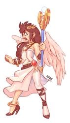 1boy 1femboy androgynous angel angel_wings combos-n-doodles cosplay crossdressing crossplay femboy feminine_male girly gladiator_sandals high_heels kid_icarus male nintendo otoko_no_ko palutena_(cosplay) pit pit_(kid_icarus) solo trap