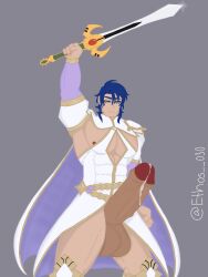 armpits bara fire_emblem fire_emblem_heroes large_balls large_penis male male_only nipple_slip self_upload sigurd_(fire_emblem) skin_tight