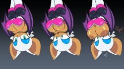 1girls anthro areola areolae big_breasts breast_slip breasts_out clothed clothing english_text female female_focus female_only gradient_background hanging_breasts inconvenient_breasts nipples omegasunburst onomatopoeia rouge_the_bat sega simple_background sonic_(series) sonic_the_hedgehog_(series) surprised upside-down white_fur