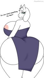 ass ass_bigger_than_breasts ass_bigger_than_head ass_focus barely_clothed big_ass big_breasts breasts bubble_butt dropedartist dumptruck_ass enormous_ass furry furry_female furry_only huge_ass huge_breasts looking_at_viewer mommy text thick thick_ass thick_thighs toriel undertale undertale_(series)