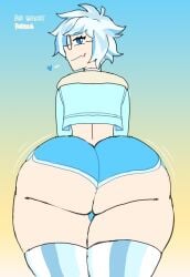 1boy 1femboy ass big_ass bottom_heavy bottom_heavy_femboy bubble_butt crossdressing dat_ass dumptruck_ass fat_ass femboy femboy_only girly glasses huge_ass large_ass looking_at_viewer looking_back png space_left spacey_(space_left) thick_ass thick_thighs trap wide_hips zrfurious